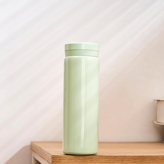 10oz Mini Water Bottle Stainless Steel Thermos Small Flask - Insulated Vacuum, Leak Proof, Keeps Drinks Hot/Cold - Ideal for Coffee, Tea, Water - Light green