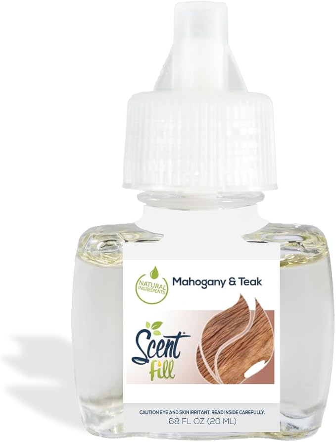 Scent Fill Mahogany & Teak Plug in Air Freshener, 4 Scented Oil Refills