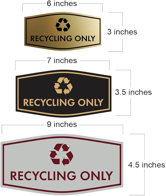 Fancy Recycling Only Sign (Navy Blue/White) - Medium