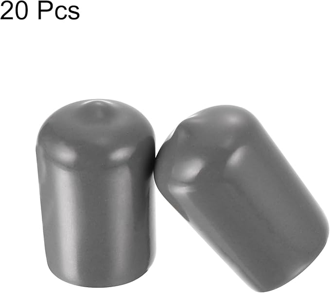 uxcell 20pcs Rubber End Caps 17mm ID Vinyl PVC Round Tube Bolt Cap Cover Screw Thread Protectors Dark Grey
