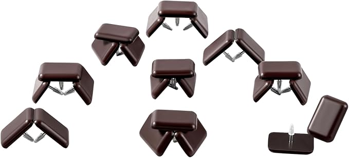 Furniture Sliders-Furnigear (Teflon) Nail in Chair Glides for Carpet and Hardwood Floor - Move Your Furniture Easily & Safely - Best Floor Protector (1x1-3/8 Nail, Brown-24 Pack)