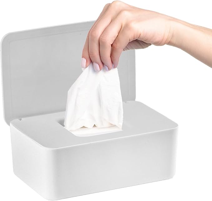 1 Pcs Diaper Wipes Dispenser, Refillable Wipe Container, Wipe Container with Sealing Design Lid, Keep Wipes Fresh,Wet Wipes Cases (Gray)