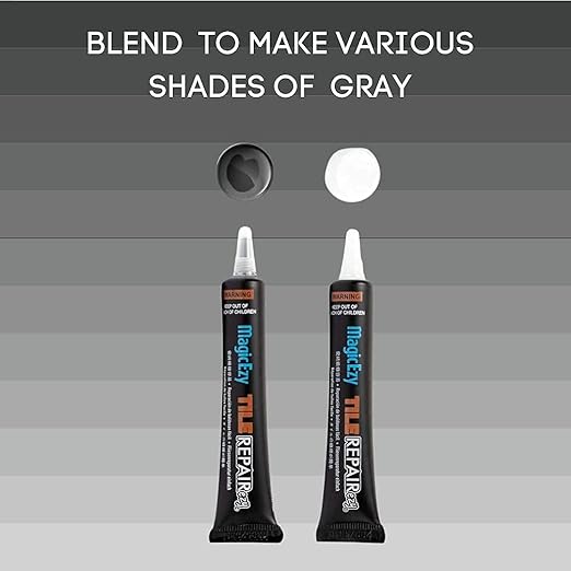 MagicEzy Tile RepairEzy (Gray/White) - Tile and Vinyl Floor Repair Kit | Fix Cracked or Chipped Ceramic Tiles Fast | Thick Structural Porcelain Repair Filler, Putty - 12.9 mL Tube