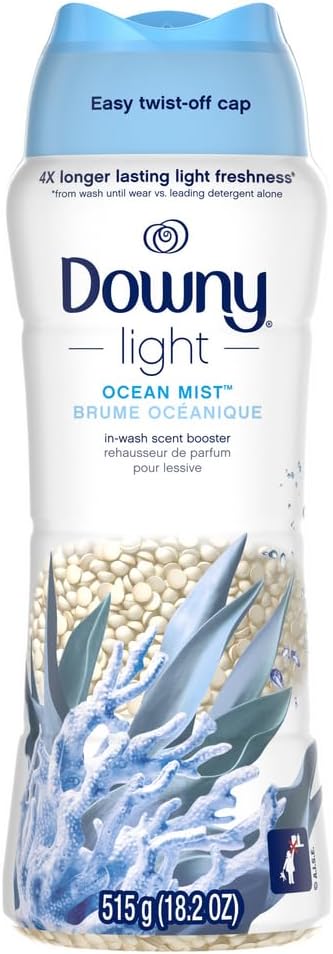 Downy Light Laundry Scent Booster Beads for Washer, Ocean Mist, 18.2 oz, with No Heavy Perfumes