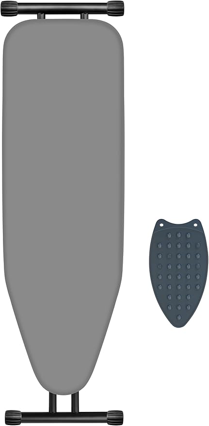 Ironing Board, Compact and Space Saver,Size 13 x 43, Metal Construction Ironing Boards with Extra Thick Heavy Duty Padded, Stable Structure,Skid Feet, Premium Iron Board,Grey