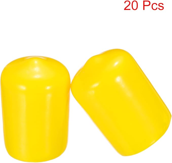uxcell 20pcs Rubber End Caps 15mm ID Vinyl PVC Round Tube Bolt Cap Cover Screw Thread Protectors Yellow