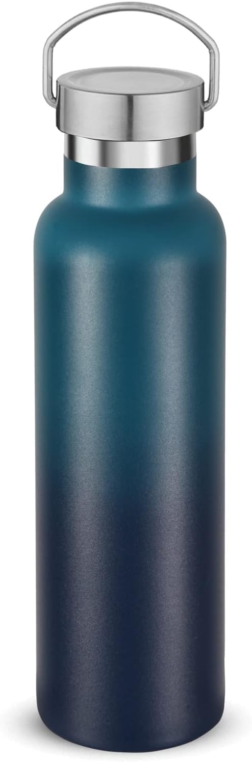 Neihepal Gradient Stainless Steel Water Bottles,20 Ounce Vacuum Insulated Double Wall Travel Bottle with Leak Proof Lid of Handle,Metal Reusable Standard Mouth Flask Thermoses for School,Hikers,Gift