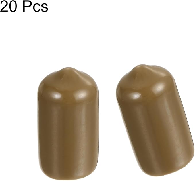 uxcell 20pcs Rubber End Caps 10.5mm ID Vinyl PVC Round Tube Bolt Cap Cover Screw Thread Protectors Light Brown