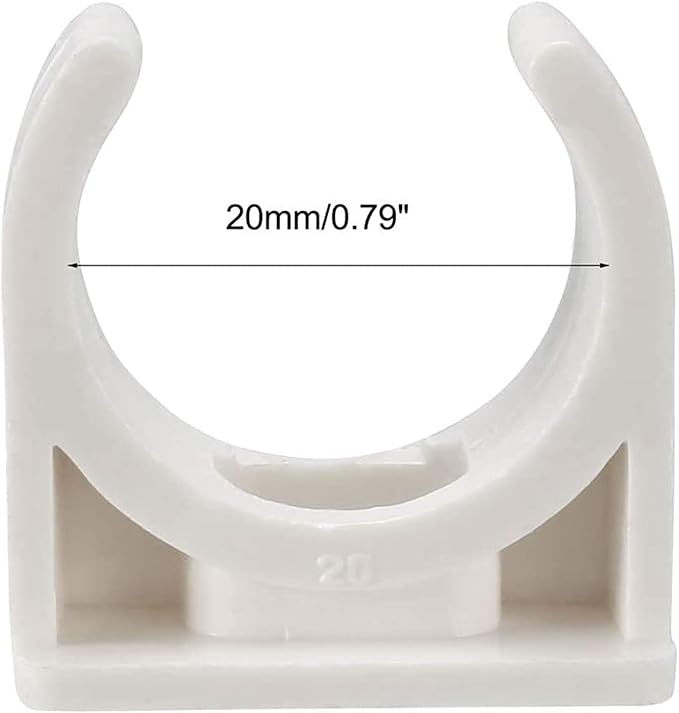 100 Pcs U-Shaped PVC Water 20mm Pipe Clamps Clips, U-Shaped Buckles Fit for 3/4" (20mm) Water Pipes and TV Trays Tubing Hose Hanger Support Pex Tubing （White 20mm）