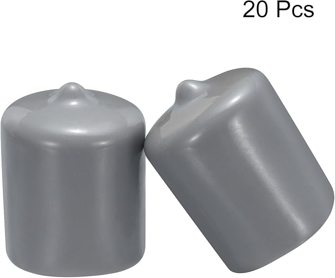 uxcell 20pcs Rubber End Caps 22mm(7/8") ID Vinyl PVC Round Tube Bolt Cap Cover Screw Thread Protectors Grey