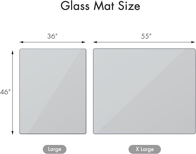 GLSLAND 46" x 55" Tempered Glass Chair Mat Heavy-Duty Floor Protector for Carpet & Hard Floors Scratch-Resistant Clear Office Mat 1/5" Clear