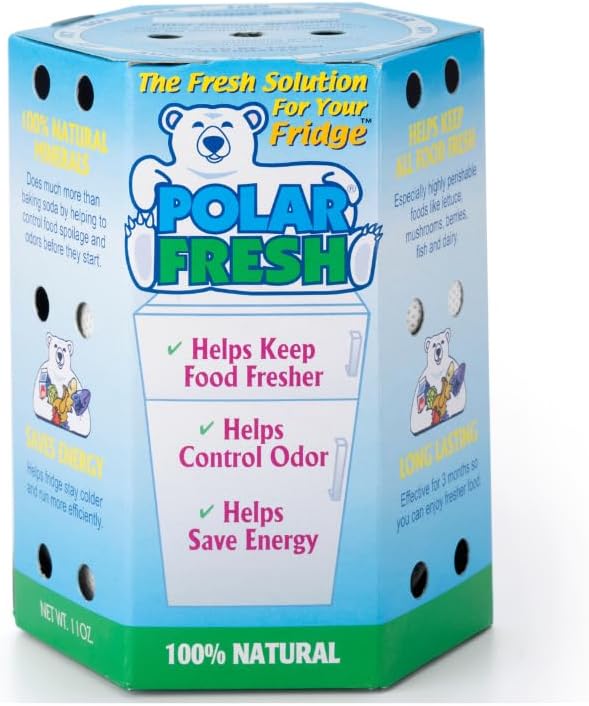 All-in-1 Refrigerator Deodorizer & Produce Saver by Polar Fresh – Fridge Odor Eliminator, Ethylene Gas Absorber, Fridge Moisture Absorber & Efficiency Booster; Surpasses Baking Soda & Charcoal