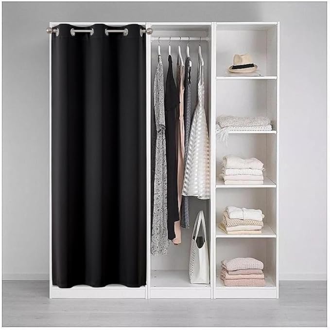 Joydeco Blackout Door Curtain for Doorway Privacy 78 Inches Long, Grommet Closet Curtain for Open Closet, Room Divider for Bedroom Living Room (Black, 52Wx78L, 1 Panel)