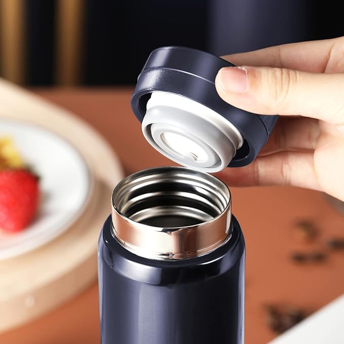 10oz Mini Water Bottle Stainless Steel Thermos Small Flask - Insulated Vacuum, Leak Proof, Keeps Drinks Hot/Cold - Ideal for Coffee, Tea, Water - Blue