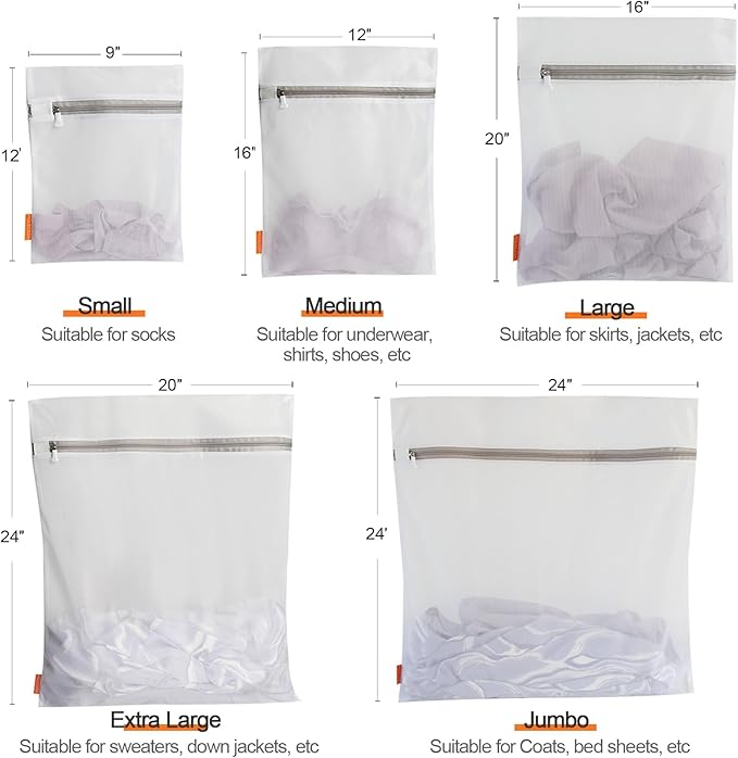 Polecasa 3Pcs 16 x 20 Inches Extra Durable Fine Mesh Laundry Bags with Sturdy Zipper for Delicates, Protect Clothes in Washing Machine, Laundry Room Essentials for College, Dorm (3 Large)