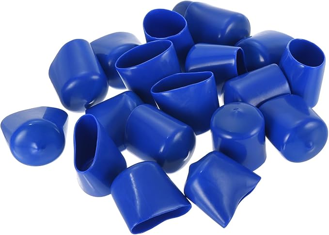 uxcell 20pcs Rubber End Caps 28mm ID Vinyl Round Tube Bolt Cap Cover Screw Thread Protectors Blue