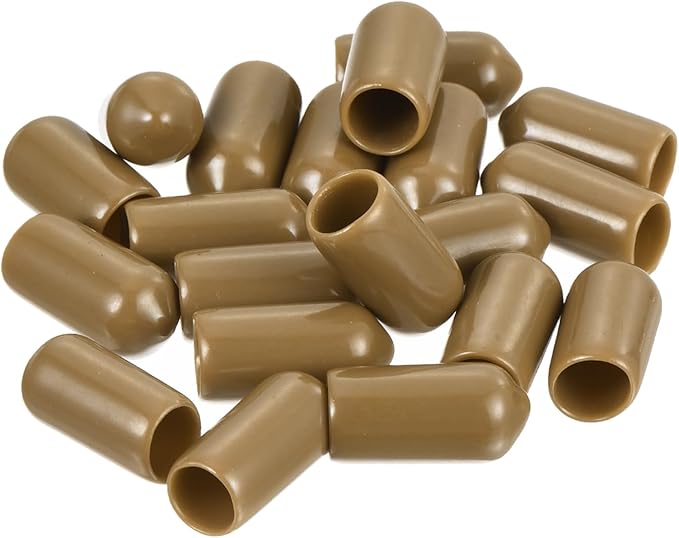 uxcell 20pcs Rubber End Caps 7mm ID Vinyl PVC Round Tube Bolt Cap Cover Screw Thread Protectors Light Brown