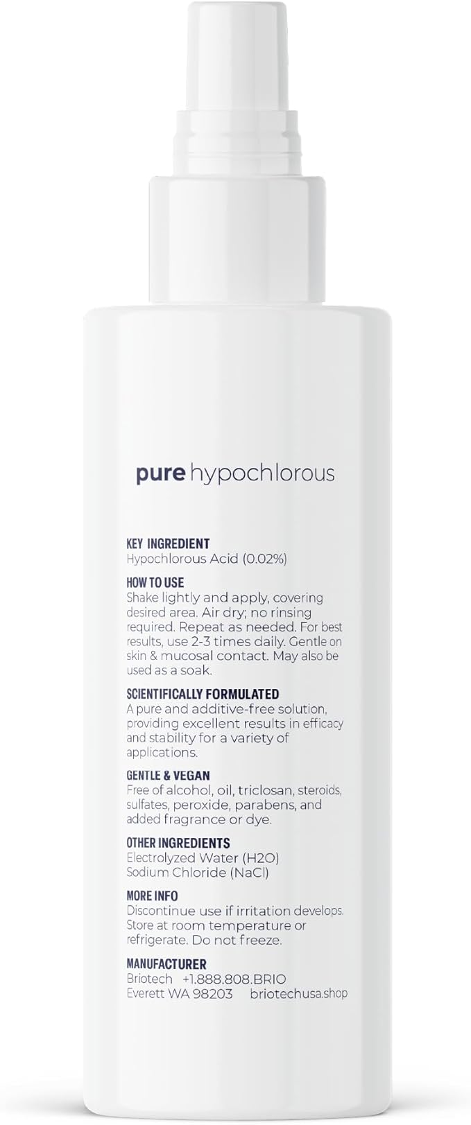 BRIOTECH Pure Hypochlorous Acid Spray and Cleanser, Original Premium HOCl Topical Solution, Multi-Purpose Cleaner, Family Approved & Pet Friendly, 2 fl oz Travel Size (2 Pack)