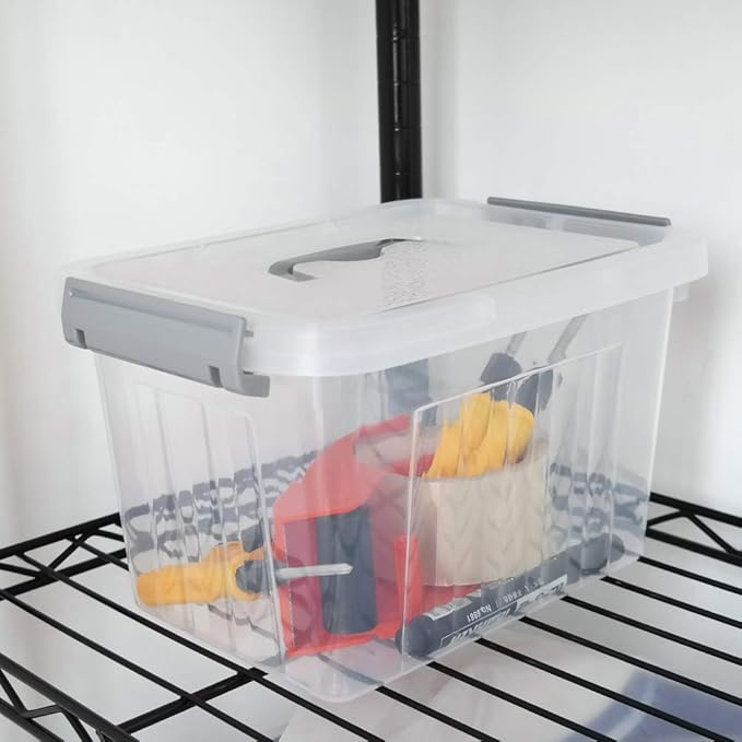 6-Pack Plastic Storage Box, 6 L Clear Storage Bins with Lid