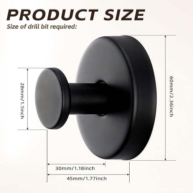Reusable Heavy Duty Suction Cup Hooks for Kitchen/Bathroom/Shower - Wet-Proof Hooks for Towels, Robes, Loofah&Wreaths/No Drill Mounting on Glass, Tile, Metal (2, Matte Black)