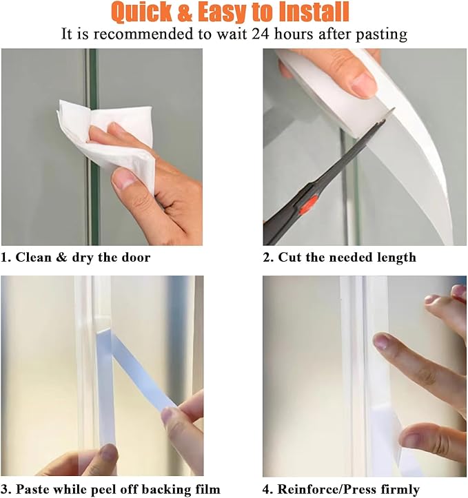 Dstorelhp Upgraded Weather Stripping, No Residue Door Draft Stopper, Silicone Seal Strip for Doors Windows Shower Glass Gap, Transparent 16.4 Feet Long (Width 35mm)