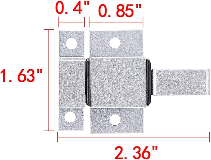 2 Packs Self-Closing Gate Latches, Silver Spring Door Lock, Aluminum Alloy Security Latch for Windows, Cabinets & Gates