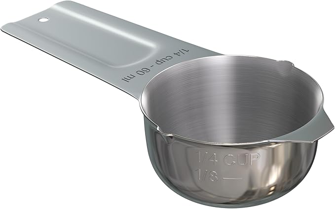 Color Up ¼ Cup Measuring Cup (60 ml) – Premium Chrome Stainless Steel, Accurate for Wet & Dry Ingredients, Embossed Markings, Easy-Pour Spouts, Dishwasher-Safe, Kitchen Essential