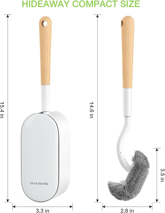 Wooden Toilet Brush, OSCIOSS Toilet Brush and Holder Set with Ergonomic Design, Compact Size, Durable Bristles, Bamboo RV Toilet Cleaner & Holder for Bathroom