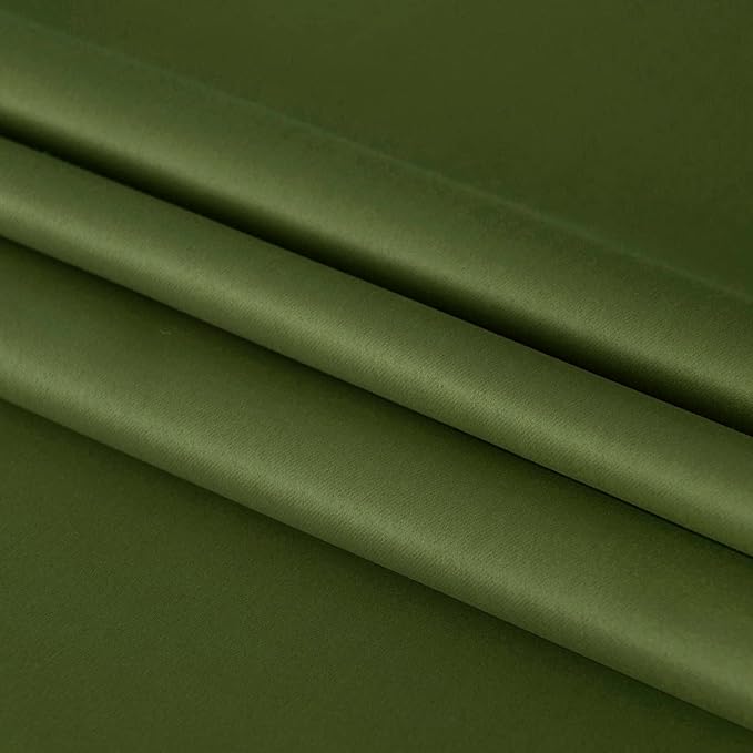 DWCN French Door Curtains – Rod Pocket Thermal Blackout Curtain for Doors with Glass Window, Kitchen and Patio Doors for Privacy, 25 X 72 Inches Long, 1 Curtain Panel with Tieback, Olive Green