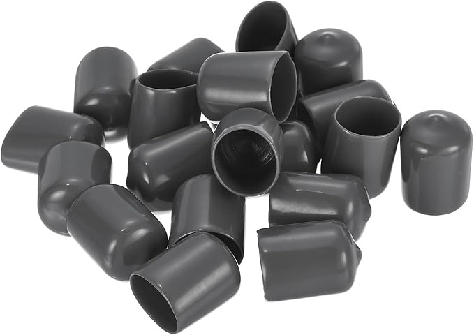 uxcell 20pcs Rubber End Caps 16mm ID Vinyl PVC Round Tube Bolt Cap Cover Screw Thread Protectors Dark Grey