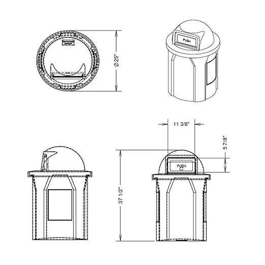 42 Gallon Circle 100% Recycled Plastic Heavy Duty Indoor or Outdoor Commercial Trash Can with Push Open Dome Lid and Internal Liner | Great for Schools and Businesses - Beige Granite