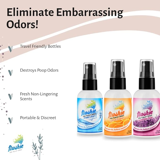Flushie Pre-Toilet Spray for Toilet Odor Deodorizer... (Lavender, 2-pack)
