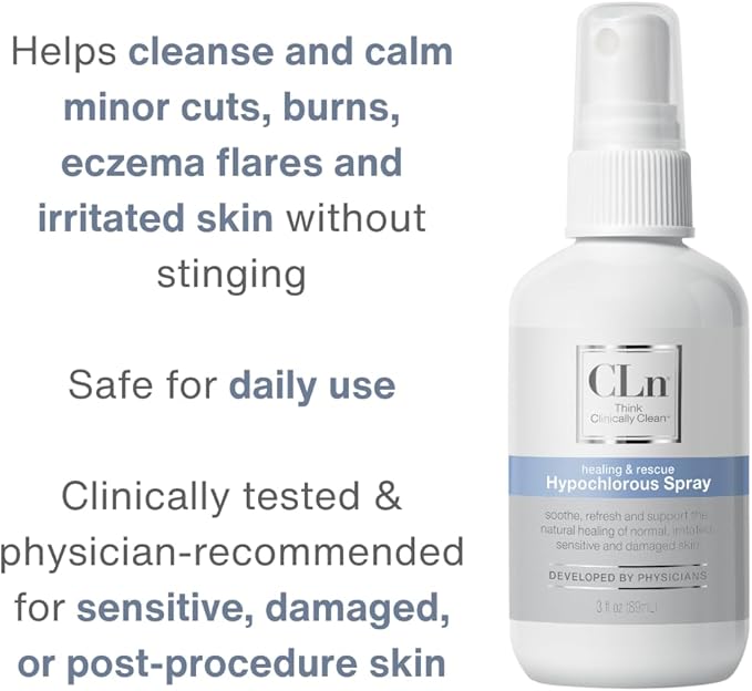 CLn® Hypochlorous Spray - Daily Cleansing Spray to Manage Minor Skin Cuts and Lacerations Without Alcohol, Antibiotics, Steroids or Fragrance, 3 fl. oz.