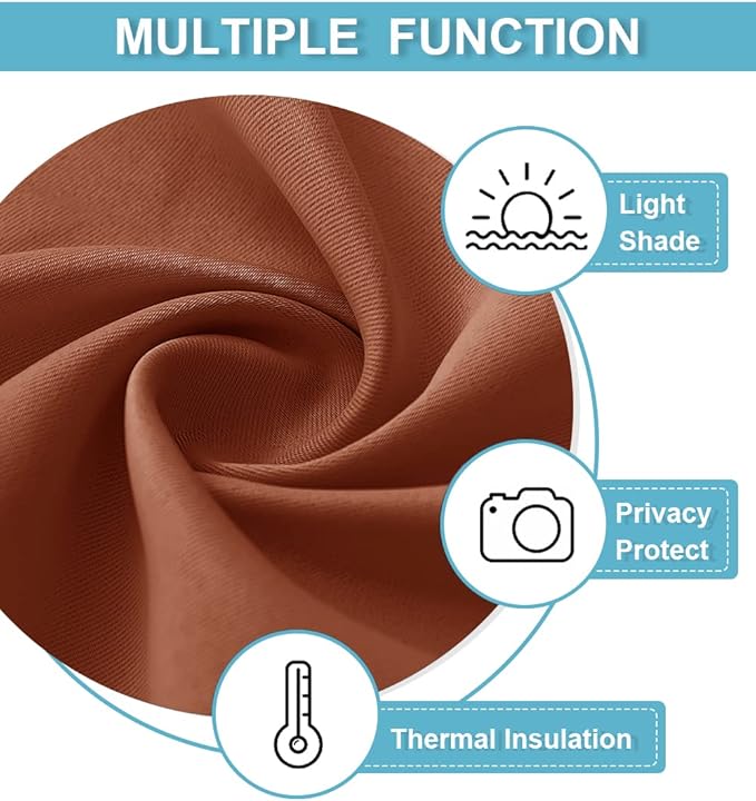 RYB HOME Blackout Curtains for Living Room, All Lights Blocking Rod Pocket Design Thermal Insulated Privacy Curtains Draperies for Bedroom Guest Room Playroom, W 42 x L 63 inch, 2 Panels, Burnt Orange