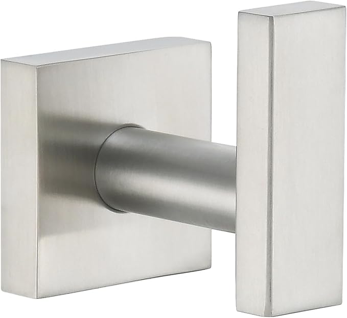 Angle Simple Bathroom Towel Hook, SUS304 Stainless Steel Single Shower Towel Hanger for Wall, Kitchen Cabinet Closet Coat Robe Holder Wall Mounted, Brushed Nickel