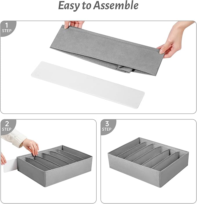 4 Packs T-shirt Drawer Organizers for Clothing,6 Grids Compartment Wardrobe Storage Box, Washable Clothes Organizer for Folded Clothes, T-shirt, Legging-15.75 * 11.81 * 3.93 in