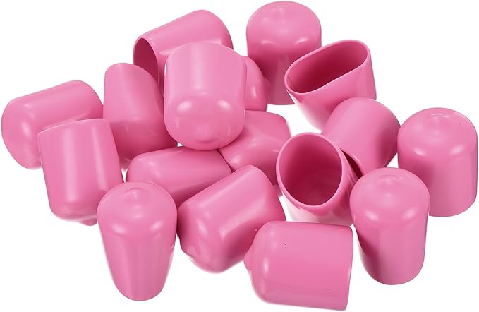 uxcell 20pcs Rubber End Caps 17mm ID Vinyl PVC Round Tube Bolt Cap Cover Screw Thread Protectors Pink
