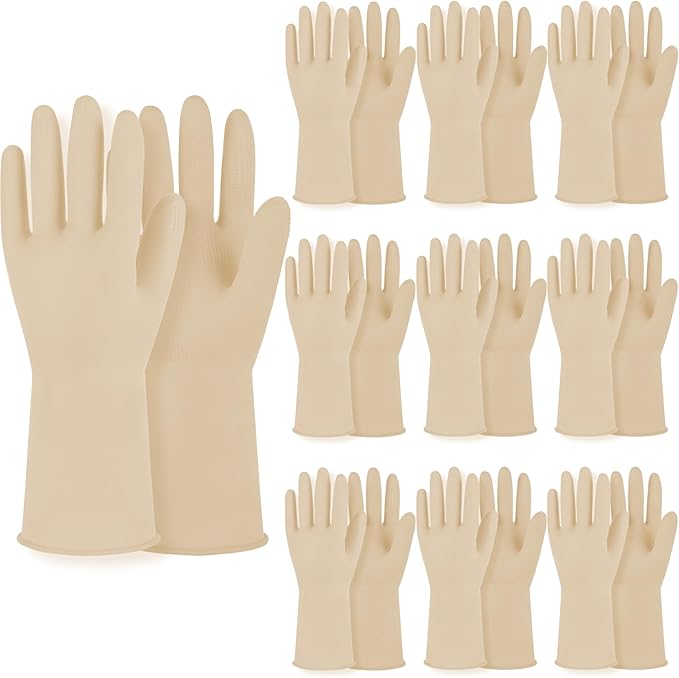 MAMISON 10 Pack Simple and Short Hands Gloves, Reusable Non-Slip Rubber Gloves Large Size