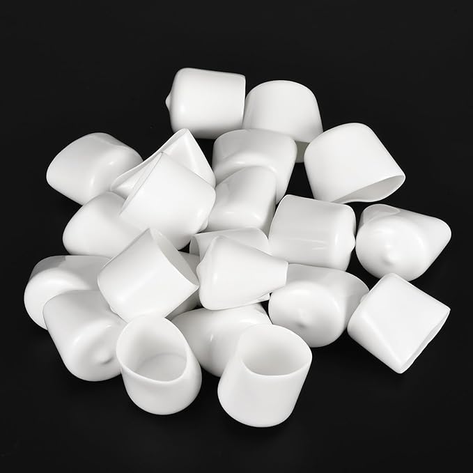 uxcell 20pcs Rubber End Caps 26mm ID Vinyl Round End Cap Cover Screw Thread Protectors White