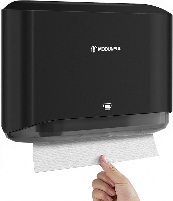 𝐏𝐚𝐩𝐞𝐫 𝐓𝐨𝐰𝐞𝐥 𝐃𝐢𝐬𝐩𝐞𝐧𝐬𝐞𝐫, Multifold/Trifold/C Fold Papers Dispenser, Bathroom Hand Towels Wall Mounted Tissue Holder, No-Drill Adhesive Commercial or Home Black