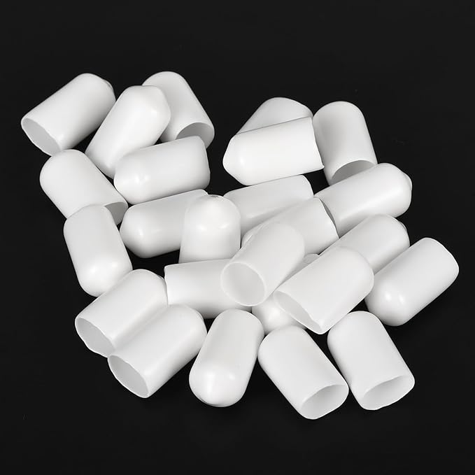 uxcell 20pcs Rubber End Caps 8.5mm ID Vinyl Round End Cap Cover Screw Thread Protectors White