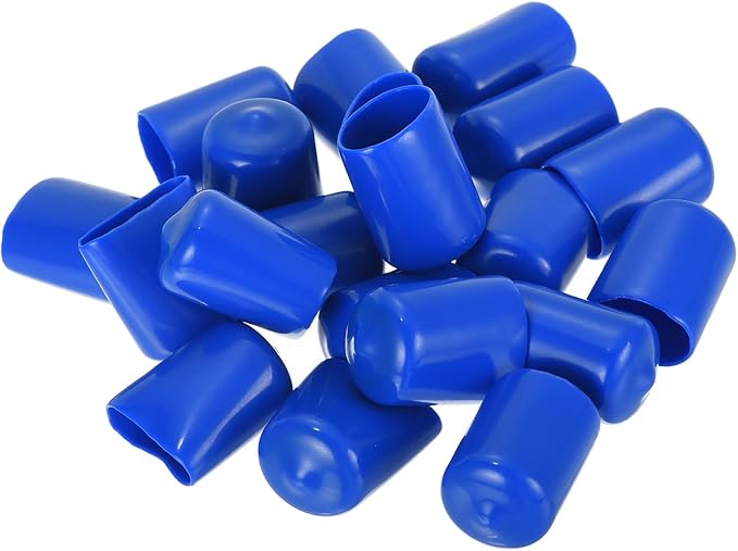 uxcell 20pcs Rubber End Caps 18mm ID Vinyl Round Tube Bolt Cap Cover Screw Thread Protectors Blue