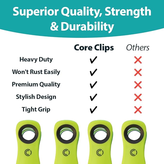 CoreClips Towel Clips for Beach Chairs - Set of 4 Pool Towel Holder Clips for Lounge Chairs on Cruise, Large 2.5” Opening Heavy Duty Clip for Towels on Boat Loungers with Travel Pouch - Green