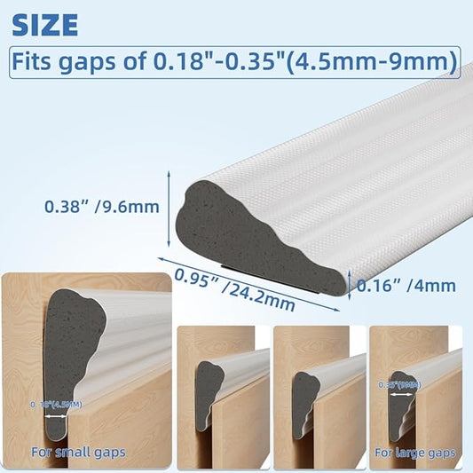 Wedge-Shape Window Weather Stripping Door Frame Seal Strip 3Pcs×196" White,Upgrade Black Foam,Soundproofing,Draft Stopper,Winter Insulation,Noise Blocker, Gap Filler for Exterior Front Door Side
