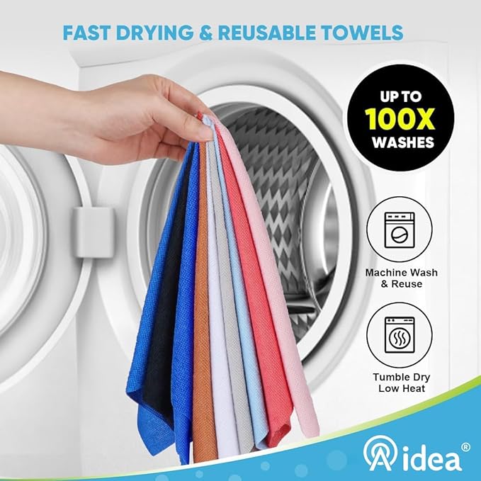 AIDEA Microfiber Cleaning Cloth, 165 Sheets(3 Roll), Micro Fiber Cloth for Cleaning Car, Reusable Paper Towels, Red Shop Rags for Automotive, Mechanic, Workshops, House,11×9"