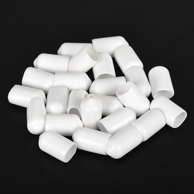 uxcell 20pcs Rubber End Caps 9mm ID Vinyl Round End Cap Cover Screw Thread Protectors White
