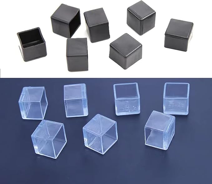 16 Pcs Black Square Anti-Slip Rubber Leg Tips Chair Leg Caps Furniture Floor Protectors Chair Table Bar Stool Leg Covers Furniture Leg Cube Feet 1.5 Inch x 1.5 Inch (38 x 38mm)