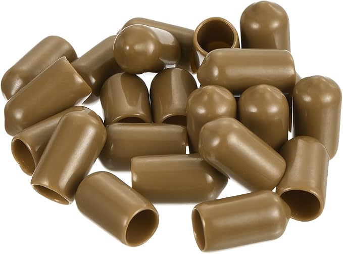 uxcell 20pcs Rubber End Caps 8mm(5/16") ID Vinyl PVC Round Tube Bolt Cap Cover Screw Thread Protectors Light Brown