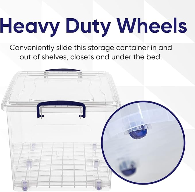 Superio Storage Bins with Lids, Clear Plastic Containers for Organizing, Stackable Totes, BPA Free, Odor Free, Organizer Boxes for Home, and Dorm (4 Pack, 44 Quart)