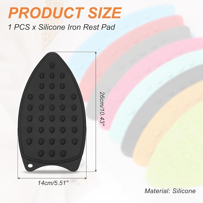 PATIKIL Silicone Iron Rest Pad, Multipurpose Hot Heat Resistant Iron Rest Plate Protective Pad for Ironing Board Hot Resistant Steamer Steam Compact Mat, Black